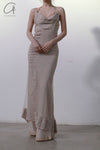 marc le bihan two-piece embellished maxi dress 21221 BEIGE